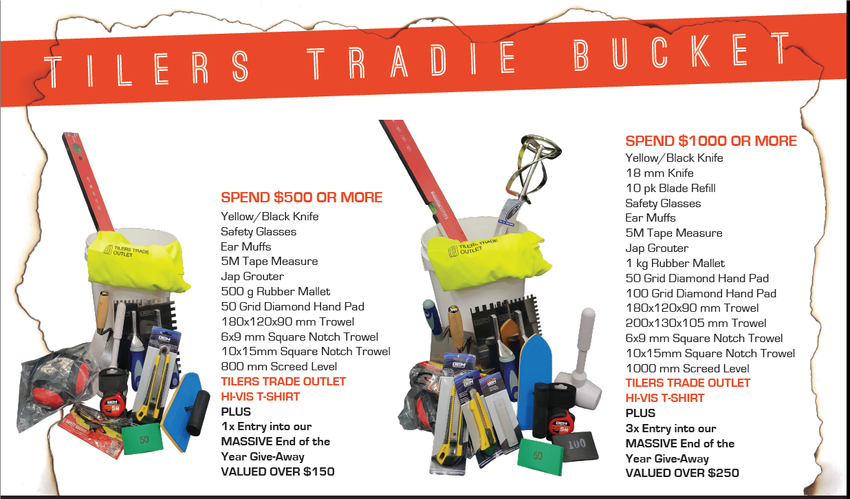 Tilers Tradie Bucket flyer Tilers Trade Outlet Tradies Bucket Promo